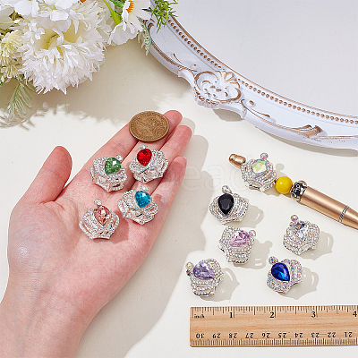 10Pcs 10 Colors Alloy Glass Beads ALRI-AR0001-11-1