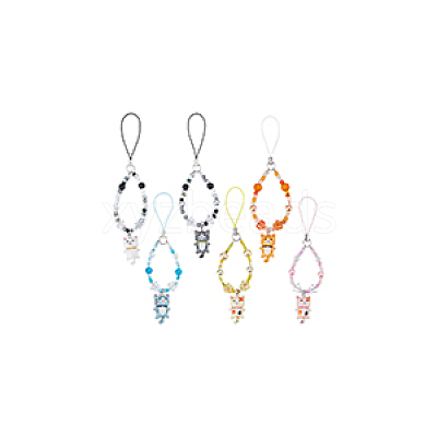 Glass & Resin Mobile Straps HJEW-BC00030-1