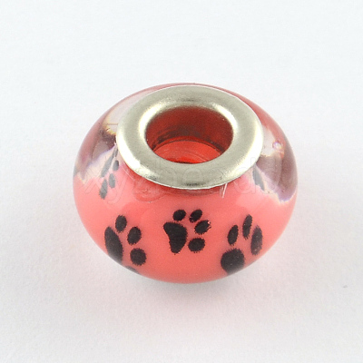 Large Hole Dog Paw Prints Pattern Resin European Beads OPDL-Q129-227A-1
