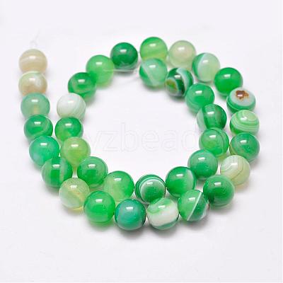 Natural Striped Agate/Banded Agate Bead Strands G-G962-10mm-02-1