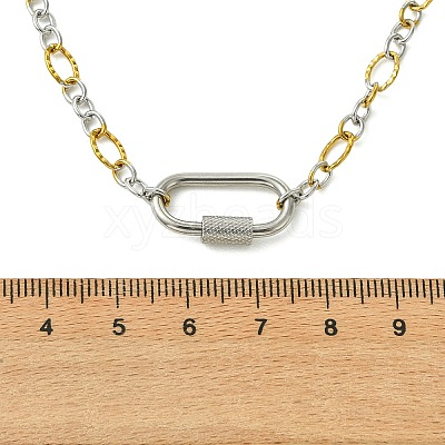 5MM Two Tone 304 Stainless Steel Textured Figaro Chain Necklaces NJEW-JN06466-01-1