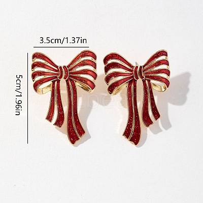Bowknot Alloy Enamel Stud Earrings FS-WGE51B1-01-1