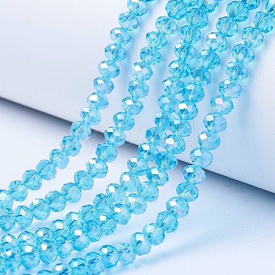Electroplate Glass Beads Strands X-EGLA-A034-T8mm-B14-1