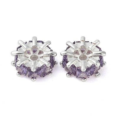Brass Micro Pave Cubic Zirconia Spacer Beads KK-U045-16P-01-1