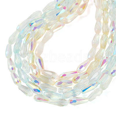 10 Strands 5 Colors AB Color Plated Transparent Glass Teardrop Beads Strands EGLA-TA0013-66-1