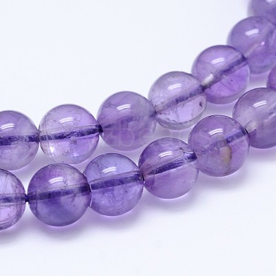Natural Amethyst Round Bead Strands G-M212-10mm-01A-1