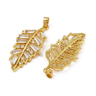 Rack Plating Brass Clear Cubic Zirconia Pendants KK-L236-04C-G-1