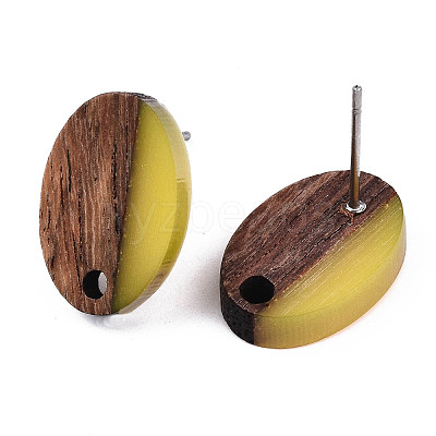 Resin & Walnut Wood Stud Earring Findings MAK-N032-004A-A03-1