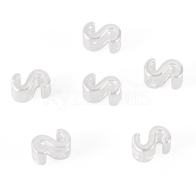 6Pcs 925 Sterling Silver Hollow Initial Beads STER-TA0001-53S-1