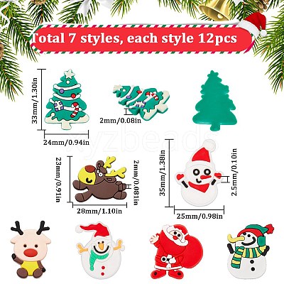 84Pcs 7 Styles Christmas Theme PVC Cabochons FIND-SC0011-36-1