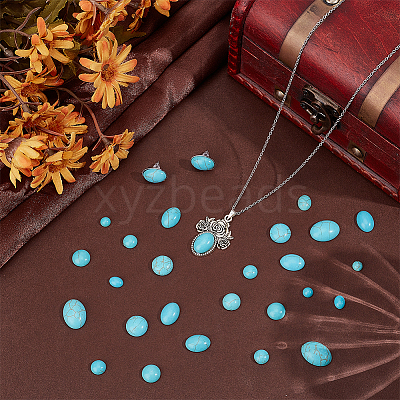 200Pcs 8 Styles Synthetic Turquoise Cabochons TURQ-PH0001-16-1