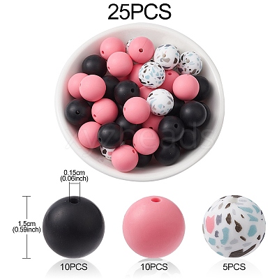 Round Food Grade Eco-Friendly Silicone Focal Beads SIL-YW0001-14B-1