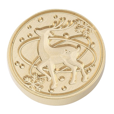 Christmas Series Wax Seal Brass Stamp Head AJEW-M037-01G-16-1