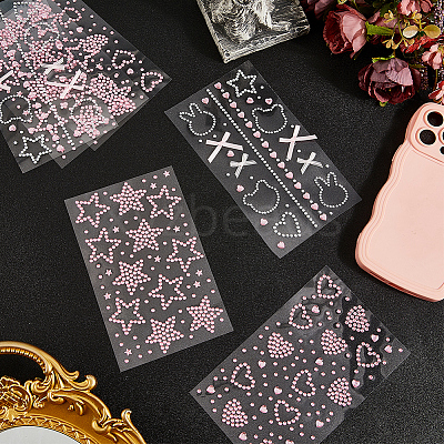 6 Sheets 3 Styles Acrylic Rhinestone Face Body Stickers AJEW-SP0002-68B-1