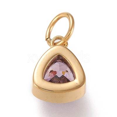 PVD Vacuum Plating 304 Stainless Steel Cubic Zirconia Pendant ZIRC-P080-A01-1