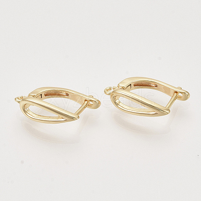 Brass Hoop Earring Findings with Latch Back Closure KK-T048-020G-NF-1