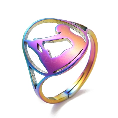 Ion Plating(IP) 304 Stainless Steel Yoga Adjustable Ring for Women RJEW-M149-27RC-1
