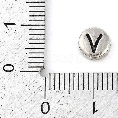 925 Sterling Silver Flat Round with Letter Beads LS-STER-G044-01AS-V-1