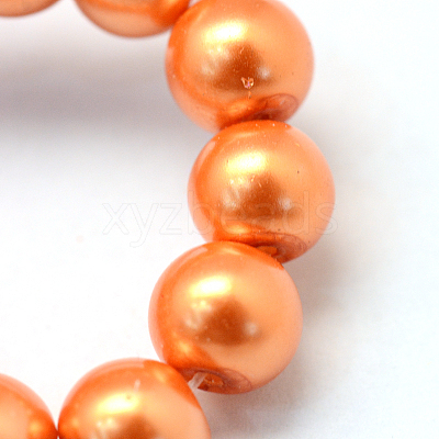 Baking Paint Pearlized Glass Pearl Round Bead Strands X-HY-Q003-10mm-36-1