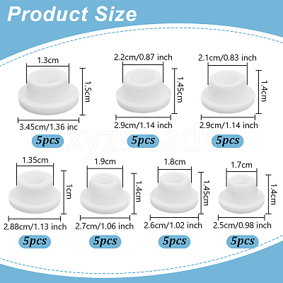 35Pcs 7 Styles Silicone Hole Plugs AJEW-OC0005-66-1