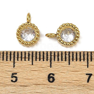 304 Stainless Steel Micro Pave Cubic Zirconia Charms STAS-K302-01D-G-1