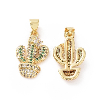 Brass Micro Pave Cubic Zirconia Pendants ZIRC-P106-15G-1