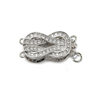 Brass Micro Pave Clear Cubic Zirconia Box Clasps X-KK-E084-28P-1