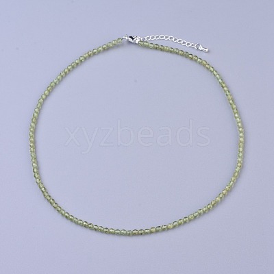 Natural Peridot Beaded Necklaces NJEW-K114-A-A17-1