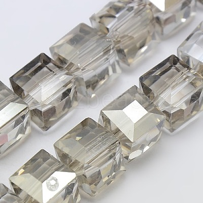 Faceted Cube Shaped Crystal Glass Beads Strands GLAA-F008-F03-1