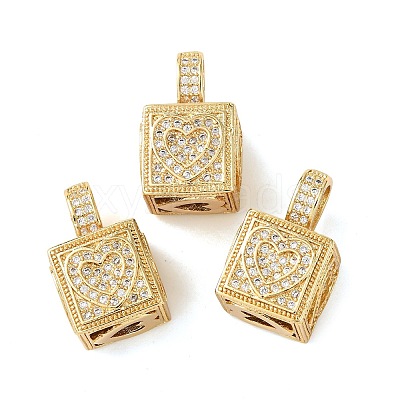 Brass Micro Pave Cubic Zirconia Pendants KK-F919-10A-G-1