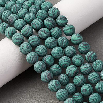 Synthetic Malachite Beads Strands G-F668-19-8mm-1