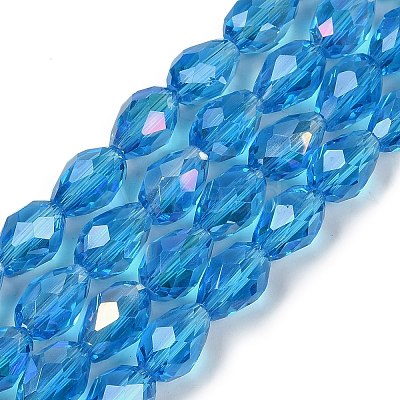 Transparent Electroplate Glass Beads Strands EGLA-N013-T8mm-B17-1