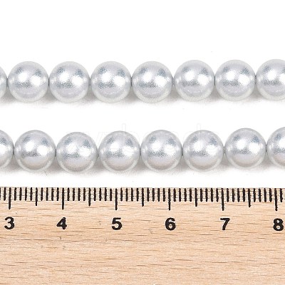 Frosted Glass Pearl Beads Strands GLAA-A044-08A-08-1