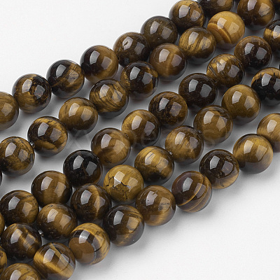 Natural Yellow Tiger Eye Bead Strands G-G735-65-8mm-AB+-1