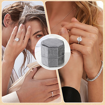 Velvet Cover Plastic Couple Ring Box VBOX-WH20003-001D-1