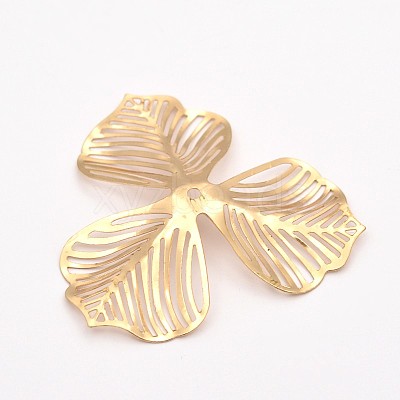 3-Petal Flower Rack Plating Iron Bead Caps IFIN-D071-1