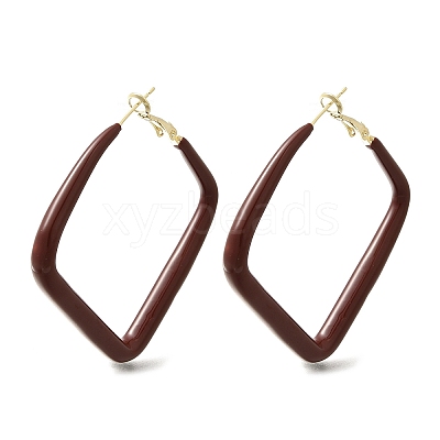 Brass Rhombus Hoop Earrings EJEW-A121-12E-G-1