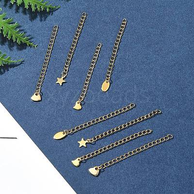 12Pcs 4 Styles 304 Stainless Steel Chain Extender FIND-FS0002-96A-1