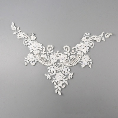 Hand Sewing Flower Pattern Rhinestone Costume Appliques PATC-WH0009-08A-1