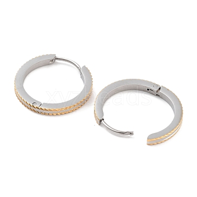 304 Stainless Steel Textured Huggie Hoop Earrings for Women EJEW-C096-35D-1