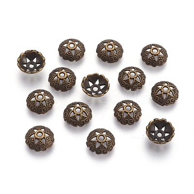 Tibetan Style Alloy Bead Caps TIBE-5241-AB-FF-1