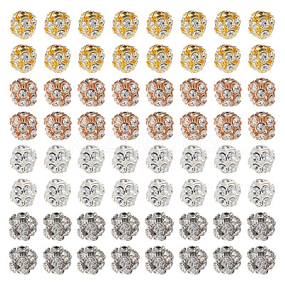 80Pcs 4 Colors Brass Rhinestone Beads KK-TA0002-11C-1