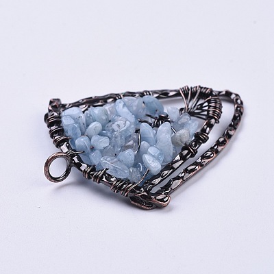 Natural Aquamarine Chip Big Pendants G-F650-B12-1