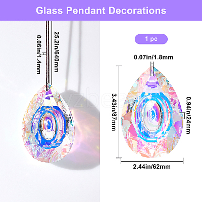 1Pc Glass Pendant Decorations AJEW-BBC0002-29-1