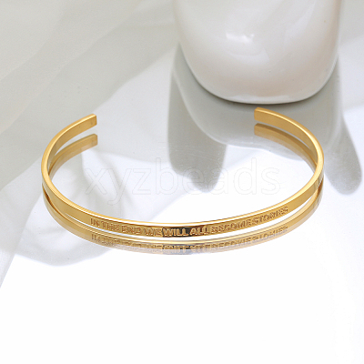 Classic 304 Stainless Steel Open Cuff Bangle Bracelet for Women YS9070-1-1