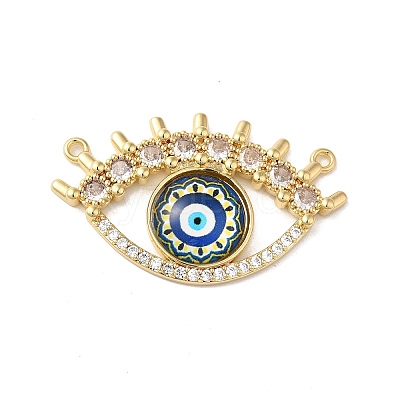 Rack Plating Brass Pave Clear Cubic Zirconia & Glass Pendants KK-G504-23G-01-1