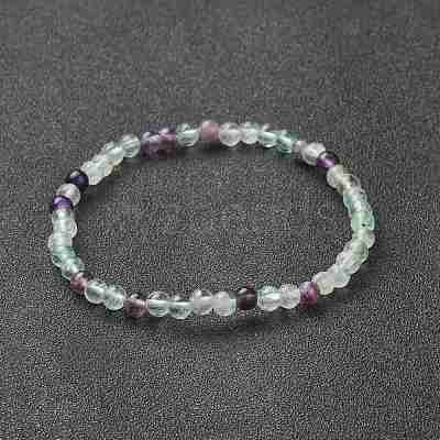 Natural Fluorite Beaded Stretch Bracelets BJEW-A117-A-38-1