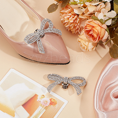 2Pcs Alloy Crystal Rhinestone Wedding Shoe Decorations FIND-CP0002-06P-1