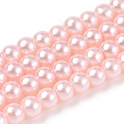 Baking Paint Pearlized Glass Pearl Round Bead Strands X-HY-Q003-4mm-05-1