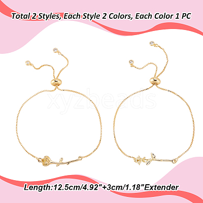 4Pcs 2 Colors Brass Chain Bracelet BJEW-GA00002-1